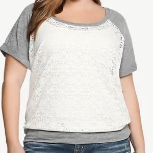Crochet Lace Front Banded Tee